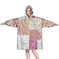thumbnail image 1 of Wearable Oversized Blanket,Pioneer Flower Floral Print Pattern Wearable Blanket Hoodie for Adults,Cozy Hooded Blankets with Super Pockets,Super Warm Fuzzy Pullover for Women & Men, 1 of 6