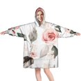 thumbnail image 1 of Wearable Oversized Blanket,Pioneer Flower Floral Print Pattern Wearable Blanket Hoodie for Adults,Cozy Hooded Blankets with Super Pockets,Super Warm Fuzzy Pullover for Women & Men, 1 of 6