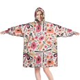 thumbnail image 1 of Wearable Oversized Blanket,Pioneer Flower Floral Print Pattern Wearable Blanket Hoodie for Adults,Cozy Hooded Blankets with Super Pockets,Super Warm Fuzzy Pullover for Women & Men, 1 of 6
