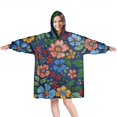 thumbnail image 1 of Wearable Oversized Blanket,Pioneer Flower Floral Print Pattern Wearable Blanket Hoodie for Adults,Cozy Hooded Blankets with Super Pockets,Super Warm Fuzzy Pullover for Women & Men, 1 of 6