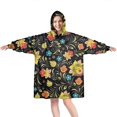 thumbnail image 1 of Wearable Oversized Blanket,Pioneer Flower Floral Print Pattern Wearable Blanket Hoodie for Adults,Cozy Hooded Blankets with Super Pockets,Super Warm Fuzzy Pullover for Women & Men, 1 of 6
