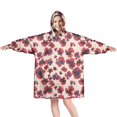 thumbnail image 1 of Wearable Oversized Blanket,Pioneer Flower Floral Print Pattern Wearable Blanket Hoodie for Adults,Cozy Hooded Blankets with Super Pockets,Super Warm Fuzzy Pullover for Women & Men, 1 of 6