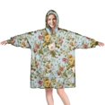 thumbnail image 1 of Wearable Oversized Blanket,Pioneer Flower Floral Print Pattern Wearable Blanket Hoodie for Adults,Cozy Hooded Blankets with Super Pockets,Super Warm Fuzzy Pullover for Women & Men, 1 of 6