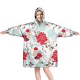 thumbnail image 1 of Wearable Oversized Blanket,Pioneer Flower Floral Print Pattern Wearable Blanket Hoodie for Adults,Cozy Hooded Blankets with Super Pockets,Super Warm Fuzzy Pullover for Women & Men, 1 of 6