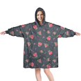 thumbnail image 1 of Wearable Oversized Blanket,Pioneer Flower Floral Print Pattern Wearable Blanket Hoodie for Adults,Cozy Hooded Blankets with Super Pockets,Super Warm Fuzzy Pullover for Women & Men, 1 of 6