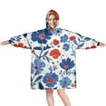 thumbnail image 1 of Wearable Oversized Blanket,Pioneer Flower Floral Print Pattern Wearable Blanket Hoodie for Adults,Cozy Hooded Blankets with Super Pockets,Super Warm Fuzzy Pullover for Women & Men, 1 of 6