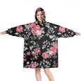 thumbnail image 1 of Wearable Oversized Blanket,Pioneer Flower Floral Print Pattern Wearable Blanket Hoodie for Adults,Cozy Hooded Blankets with Super Pockets,Super Warm Fuzzy Pullover for Women & Men, 1 of 6