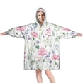 thumbnail image 1 of Wearable Oversized Blanket,Pioneer Flower Floral Print Pattern Wearable Blanket Hoodie for Adults,Cozy Hooded Blankets with Super Pockets,Super Warm Fuzzy Pullover for Women & Men, 1 of 6