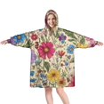 thumbnail image 1 of Wearable Oversized Blanket,Pioneer Flower Floral Print Pattern Wearable Blanket Hoodie for Adults,Cozy Hooded Blankets with Super Pockets,Super Warm Fuzzy Pullover for Women & Men, 1 of 6