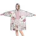 thumbnail image 1 of Wearable Oversized Blanket,Pioneer Flower Floral Print Pattern Wearable Blanket Hoodie for Adults,Cozy Hooded Blankets with Super Pockets,Super Warm Fuzzy Pullover for Women & Men, 1 of 6