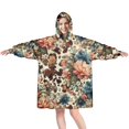 thumbnail image 1 of Wearable Oversized Blanket,Pioneer Flower Floral Print Pattern Wearable Blanket Hoodie for Adults,Cozy Hooded Blankets with Super Pockets,Super Warm Fuzzy Pullover for Women & Men, 1 of 6