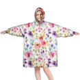 thumbnail image 1 of Wearable Oversized Blanket,Pioneer Flower Floral Print Pattern Wearable Blanket Hoodie for Adults,Cozy Hooded Blankets with Super Pockets,Super Warm Fuzzy Pullover for Women & Men, 1 of 6