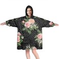thumbnail image 1 of Wearable Oversized Blanket,Pioneer Flower Floral Print Pattern Wearable Blanket Hoodie for Adults,Cozy Hooded Blankets with Super Pockets,Super Warm Fuzzy Pullover for Women & Men, 1 of 6