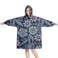 thumbnail image 1 of Wearable Oversized Blanket,Pioneer Flower Floral Print Pattern Wearable Blanket Hoodie for Adults,Cozy Hooded Blankets with Super Pockets,Super Warm Fuzzy Pullover for Women & Men, 1 of 6