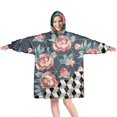 thumbnail image 1 of Wearable Oversized Blanket,Pioneer Flower Floral Print Pattern Wearable Blanket Hoodie for Adults,Cozy Hooded Blankets with Super Pockets,Super Warm Fuzzy Pullover for Women & Men, 1 of 6