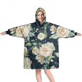 thumbnail image 1 of Wearable Oversized Blanket,Pioneer Flower Floral Print Pattern Wearable Blanket Hoodie for Adults,Cozy Hooded Blankets with Super Pockets,Super Warm Fuzzy Pullover for Women & Men, 1 of 6