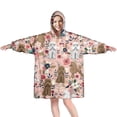 thumbnail image 1 of Wearable Oversized Blanket,Poodle and Pioneer Flower Wearable Blanket Hoodie for Adults,Cozy Hooded Blankets with Super Pockets,Super Warm Fuzzy Pullover for Women & Men, 1 of 6