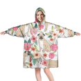thumbnail image 1 of Wearable Oversized Blanket,Pugs and Pioneer Flower Wearable Blanket Hoodie for Adults,Cozy Hooded Blankets with Super Pockets,Super Warm Fuzzy Pullover for Women & Men, 1 of 6