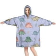 thumbnail image 1 of Wearable Oversized Blanket,Purple Background Dinosaur Pattern Wearable Blanket Hoodie for Adults,Cozy Hooded Blankets with Super Pockets,Super Warm Fuzzy Pullover for Women & Men, 1 of 6