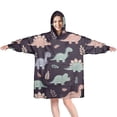 thumbnail image 1 of Wearable Oversized Blanket,Purple Cartoon Dinosaurs Leaves Pattern Wearable Blanket Hoodie for Adults,Cozy Hooded Blankets with Super Pockets,Super Warm Fuzzy Pullover for Women & Men, 1 of 6
