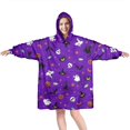 thumbnail image 1 of Wearable Oversized Blanket,Purple Halloween Pattern Wearable Blanket Hoodie for Adults,Cozy Hooded Blankets with Super Pockets,Super Warm Fuzzy Pullover for Women & Men, 1 of 6