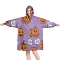 thumbnail image 1 of Wearable Oversized Blanket,Purple Halloween Pumpkins with Boo Wearable Blanket Hoodie for Adults,Cozy Hooded Blankets with Super Pockets,Super Warm Fuzzy Pullover for Women & Men, 1 of 6