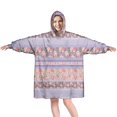 thumbnail image 1 of Wearable Oversized Blanket,Purple Pioneer Flower Striped Pattern Wearable Blanket Hoodie for Adults,Cozy Hooded Blankets with Super Pockets,Super Warm Fuzzy Pullover for Women & Men, 1 of 6
