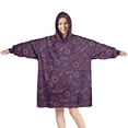 thumbnail image 1 of Wearable Oversized Blanket,Purple Sun Planet Rocket Star Pattern Wearable Blanket Hoodie for Adults,Cozy Hooded Blankets with Super Pockets,Super Warm Fuzzy Pullover for Women & Men, 1 of 6