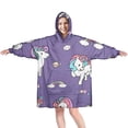 thumbnail image 1 of Wearable Oversized Blanket,Purple Unicorn Dessert Pattern Wearable Blanket Hoodie for Adults,Cozy Hooded Blankets with Super Pockets,Super Warm Fuzzy Pullover for Women & Men, 1 of 6