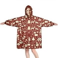 thumbnail image 1 of Wearable Oversized Blanket,Red Christmas Icon Pattern Wearable Blanket Hoodie for Adults,Cozy Hooded Blankets with Super Pockets,Super Warm Fuzzy Pullover for Women & Men, 1 of 6