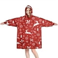 thumbnail image 1 of Wearable Oversized Blanket,Red Christmas Reindeer and Snowflake Pattern Wearable Blanket Hoodie for Adults,Cozy Hooded Blankets with Super Pockets,Super Warm Fuzzy Pullover for Women & Men, 1 of 6