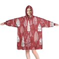 thumbnail image 1 of Wearable Oversized Blanket,Red Christmas Village Pattern Wearable Blanket Hoodie for Adults,Cozy Hooded Blankets with Super Pockets,Super Warm Fuzzy Pullover for Women & Men, 1 of 6
