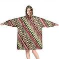 thumbnail image 1 of Wearable Oversized Blanket,Red and Green Christmas Striped Pattern Wearable Blanket Hoodie for Adults,Cozy Hooded Blankets with Super Pockets,Super Warm Fuzzy Pullover for Women & Men, 1 of 6