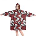 thumbnail image 1 of Wearable Oversized Blanket,Red Skull Rose Pattern Wearable Blanket Hoodie for Adults,Cozy Hooded Blankets with Super Pockets,Super Warm Fuzzy Pullover for Women & Men, 1 of 6