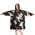 thumbnail image 1 of Wearable Oversized Blanket,Retro Halloween Ghost Pattern Wearable Blanket Hoodie for Adults,Cozy Hooded Blankets with Super Pockets,Super Warm Fuzzy Pullover for Women & Men, 1 of 6