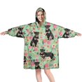 thumbnail image 1 of Wearable Oversized Blanket,Rottweiler with Pioneer Flower Wearable Blanket Hoodie for Adults,Cozy Hooded Blankets with Super Pockets,Super Warm Fuzzy Pullover for Women & Men, 1 of 6