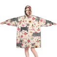 thumbnail image 1 of Wearable Oversized Blanket,Schnauzer Dog and Pioneer Flower Wearable Blanket Hoodie for Adults,Cozy Hooded Blankets with Super Pockets,Super Warm Fuzzy Pullover for Women & Men, 1 of 6