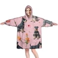 thumbnail image 1 of Wearable Oversized Blanket,Schnauzer Dogs and Pioneer Flower Wearable Blanket Hoodie for Adults,Cozy Hooded Blankets with Super Pockets,Super Warm Fuzzy Pullover for Women & Men, 1 of 6