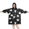 thumbnail image 1 of Wearable Oversized Blanket,Spooky Halloween Ghosts Pattern Wearable Blanket Hoodie for Adults,Cozy Hooded Blankets with Super Pockets,Super Warm Fuzzy Pullover for Women & Men, 1 of 6