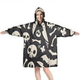 thumbnail image 1 of Wearable Oversized Blanket,Spooky Halloween Icons Pattern Wearable Blanket Hoodie for Adults,Cozy Hooded Blankets with Super Pockets,Super Warm Fuzzy Pullover for Women & Men, 1 of 6