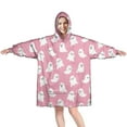 thumbnail image 1 of Wearable Oversized Blanket,Tiny Ghost Halloween Pattern Wearable Blanket Hoodie for Adults,Cozy Hooded Blankets with Super Pockets,Super Warm Fuzzy Pullover for Women & Men, 1 of 6