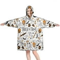 thumbnail image 1 of Wearable Oversized Blanket,Trick or Treat Halloween Pattern Wearable Blanket Hoodie for Adults,Cozy Hooded Blankets with Super Pockets,Super Warm Fuzzy Pullover for Women & Men, 1 of 6