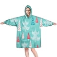 thumbnail image 1 of Wearable Oversized Blanket,Turquoise Christmas Tree Pattern Wearable Blanket Hoodie for Adults,Cozy Hooded Blankets with Super Pockets,Super Warm Fuzzy Pullover for Women & Men, 1 of 6
