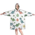 thumbnail image 1 of Wearable Oversized Blanket,White Cartoon Dinosaurs Eggs Hearts Pattern Wearable Blanket Hoodie for Adults,Cozy Hooded Blankets with Super Pockets,Super Warm Fuzzy Pullover for Women & Men, 1 of 6