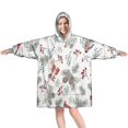 thumbnail image 1 of Wearable Oversized Blanket,White Christmas Bird and Pine Pattern Wearable Blanket Hoodie for Adults,Cozy Hooded Blankets with Super Pockets,Super Warm Fuzzy Pullover for Women & Men, 1 of 6