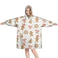 thumbnail image 1 of Wearable Oversized Blanket,White Christmas Gingerbread Man Pattern Wearable Blanket Hoodie for Adults,Cozy Hooded Blankets with Super Pockets,Super Warm Fuzzy Pullover for Women & Men, 1 of 6