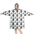 thumbnail image 1 of Wearable Oversized Blanket,White Christmas Santa and Tree Pattern Wearable Blanket Hoodie for Adults,Cozy Hooded Blankets with Super Pockets,Super Warm Fuzzy Pullover for Women & Men, 1 of 6