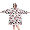 thumbnail image 1 of Wearable Oversized Blanket,White Cow Bow Pattern Wearable Blanket Hoodie for Adults,Cozy Hooded Blankets with Super Pockets,Super Warm Fuzzy Pullover for Women & Men, 1 of 6