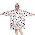thumbnail image 1 of Wearable Oversized Blanket,White Cow Dot Pattern Wearable Blanket Hoodie for Adults,Cozy Hooded Blankets with Super Pockets,Super Warm Fuzzy Pullover for Women & Men, 1 of 6