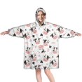 thumbnail image 1 of Wearable Oversized Blanket,White Cow Geometric Pattern Wearable Blanket Hoodie for Adults,Cozy Hooded Blankets with Super Pockets,Super Warm Fuzzy Pullover for Women & Men, 1 of 6